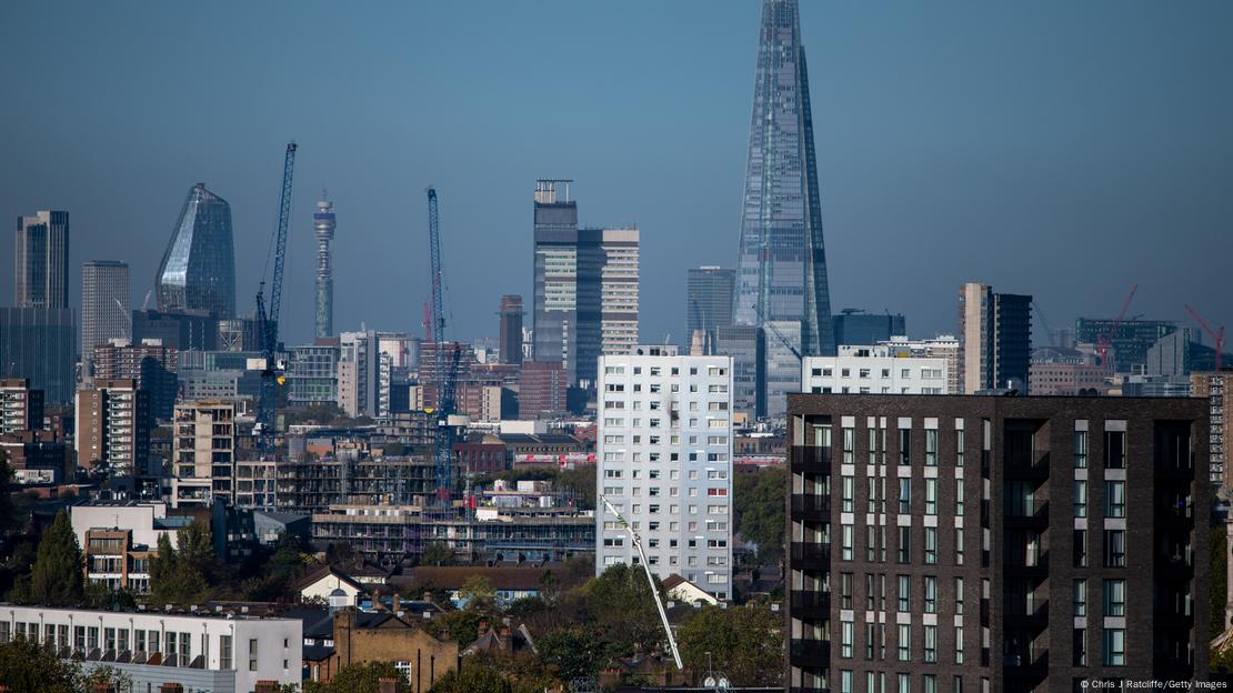 Residential housing is seen in front of the Shard skyscraper on November 4, 2022 in London.