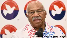 People's Alliance party leader Sitiveni Rabuka attends a joint press conference with leaders of the opposition parties in Suva on December 17, 2022. (Photo by SAEED KHAN / AFP) (Photo by SAEED KHAN/AFP via Getty Images)