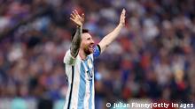 LUSAIL CITY, QATAR - DECEMBER 18: Lionel Messi of Argentina celebrates after the team's victory in the penalty shoot out during the FIFA World Cup Qatar 2022 Final match between Argentina and France at Lusail Stadium on December 18, 2022 in Lusail City, Qatar. (Photo by Julian Finney/Getty Images)