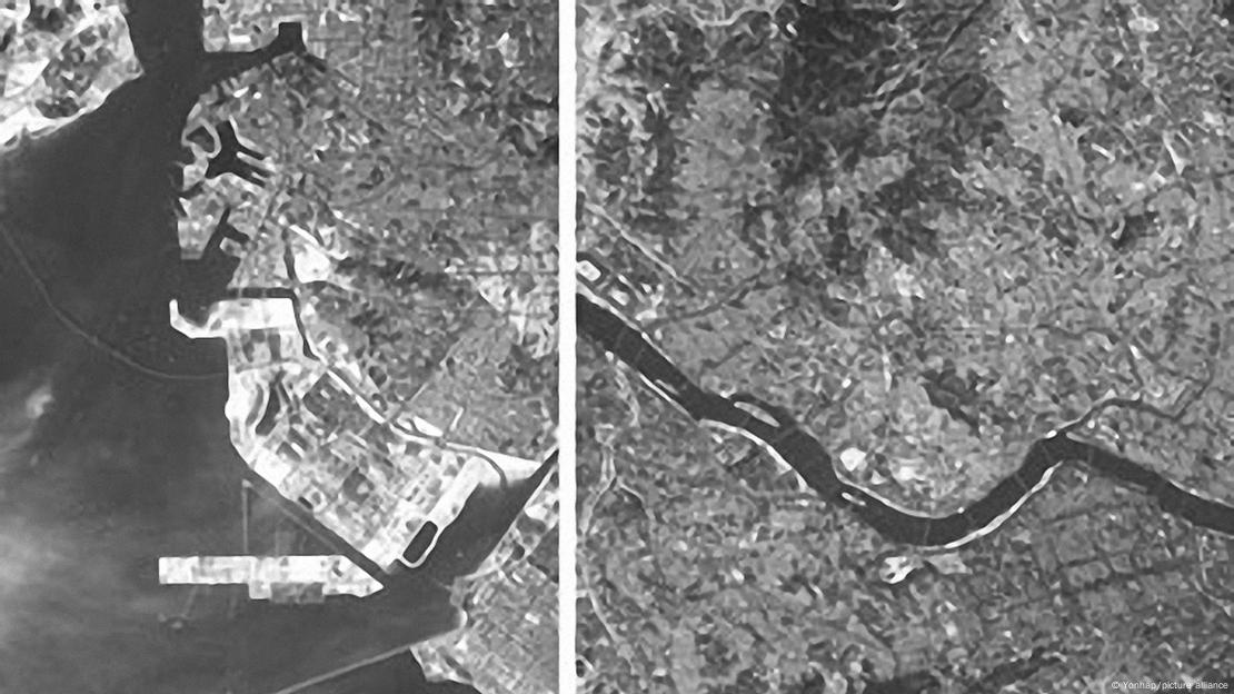 Photos of Incheon allegedly taken by the test satellite at an altitude of 500 meters