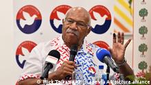 17.12.2022+++ People's Alliance Party leader Sitiveni Rabuka gestures during a press conference while counting resumes after the Fijian election in Suva, Fiji, Saturday, Dec. 17, 2022. Vote counting finished in Fiji's general election Sunday, Dec. 18, 2022 with Rabuka, who led a coup back in 1987 and later served as an elected prime minister in the 1990s, emerged as the main challenger to Prime Minister Frank Bainimarama, who has held power for the past 16 years. (Mick Tsikas/AAP Image via AP)