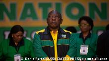 16.12.2022, Johannesburg, Südafrika, African National Congress (ANC) president Cyril Ramaphosa during the delayed opening of the 55th National Conference of the ANC in Johannesburg Friday, Dec. 16, 2022. The crucial national conference takes place amid scandals and bitter divisions. (AP Photo/Denis Farrell)