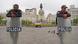 Two police officers with riot shields in Lima Two police officers with riot shields in Lima