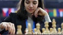28.12.2022 *** Chess - FIDE World Rapid and Blitz Championships - Rapid Women - Almaty, Kazakhstan - December 28, 2022. Sara Khadem of Iran plays against Olga Girya of Russia. REUTERS/Pavel Mikheyev 