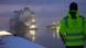 A floating storage and regasification unit arrives at the German industrial harbour Lubmin