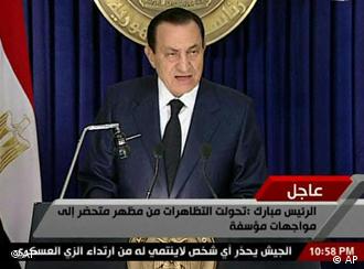 Hosni Mubarak pronunció un discurso televisado en la noche del 1 de febrero.