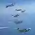 Dois caças americanos e quatro sul-coreanos em uma simulação aérea conjunta 