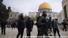 Israeli police escort Jewish visitors to the Al-Aqsa Mosque compound, known to Muslims as the Noble Sanctuary and to Jews as the Temple Mount, in the Old City of Jerusalem, Tuesday, Jan. 3, 2023. Itamar Ben-Gvir, an ultranationalist Israeli Cabinet minister, visited the flashpoint Jerusalem holy site Tuesday for the first time since taking office in Prime Minister Benjamin Netanyahu's new far-right government last week. The visit is seen by Palestinians as a provocation. (AP Photo/Maya Alleruzzo)