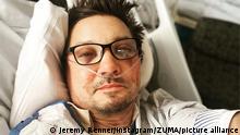January 3, 2023, Reno, Nevada, USA: JEREMY RENNER shared a photo of himself on his Instagram account in the hospital since a snow plowing accident near Reno. Renner, remains in a critical condition and in intensive care, but shared a photo on Instagram and said: âThank you all for your kind words,â the caption read. âIm too messed up now to type. But I send love to you all.â (Credit Image: Â© Jeremy Renner/Instagram/ZUMA Press Wire