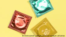 top view colourful condoms yellow background. Resolution and high quality beautiful photo
