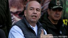 FILE PHOTO: Bolivian Government Minister Arturo Murillo speaks during a news conference at the police headquarters, after operations against drugs trafficking in La Paz, Bolivia January 23, 2020.REUTERS/David Mercado/File Photo