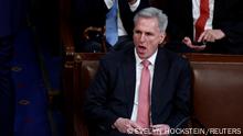 House Republican Leader Kevin McCarthy (R-CA) sits at the center of the House floor as a 9th round of voting begins in the election of a new Speaker of the House on the third day of the 118th Congress at the U.S. Capitol in Washington, U.S., January 5, 2023. REUTERS/Evelyn Hockstein