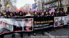 January 7, 2023, Paris, Ile de France, FRANCE: Ten thousand Kurds from all over France and different parts of Europe descend on Paris to remember the killing of 3 Kurds 10 years ago in Paris. One of the Kurds killed was Sakine Cansiz, one of the founding members of the Kurdish worker party, the PKK. The other people killed were Fidan Dogan and Leyla Saylemez. There has been continuous suspicion that the Turkish secret service were involved and France has classified the assassinations as a ÃƒÃ¢oesecret defenseÃƒÃ¢Ã‚ or defence secret, and are accused of protecting Turkish interests. The recent killings in december 2022 in Paris of three other members of the Kurdish community by a lone gunman, who says he acted because he hates foreigners - ZUMAh172 20230107_zip_h172_004 Copyright: xRemonxHaazenx