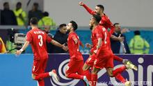 Soccer Football- Arabian Gulf Cup25 - Group B - Bahrain v United Arab Emirates - Al-Minaa Olympic Stadium, Basra, Iraq - January 7, 2023
Bahrain's Kamil Al Aswad celebrates scoring their first goal with teammates REUTERS/Thaier Al-Sudani