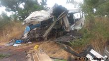 A general view of the scene of a bus accident in Kaffrine, central Senegal, on January 8, 2023 where at least 38 people have died and scores were injured when two buses collided. - In response to the grave accident, President Macky Sall announced three days of national mourning beginning on Januar 9, 2023. (Photo by Cheikh Dieng / AFP)