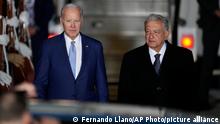 08.01.2023
U.S. President Joe Biden walks with Mexican President Andres Manuel Lopez Obrador, at his arrival to the Felipe Angeles international airport in Zumpango, Mexico, Sunday, Jan. 8, 2023. (AP Photo/Fernando Llano)