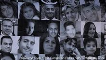 Photographs of victims of Flight PS752 are seen as thousands of people attend a rally to mark the National Day of Remembrance for Victims of Air Disasters, on the three year anniversary since the Iran military shot down the flight, in North Vancouver, British Columbia, on Sunday, Jan. 8, 2023. The flight was bound for Canada via Ukraine and shot down shortly after its takeoff from Tehran in January 2020, killing 176 people including some Canadian citizens and permanent residents. (Darryl Dyck/The Canadian Press via AP)