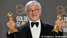 10.01.2023
US director Steven Spielberg poses with the awards for Best Director - Motion Picture and Best Picture - Drama for The Fabelmans in the press room during the 80th annual Golden Globe Awards at The Beverly Hilton hotel in Beverly Hills, California, on January 10, 2023. (Photo by Frederic J. Brown / AFP)