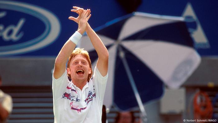 Boris Becker Deutschland jubelt nach seinem Sieg bei den Australian Open 1991