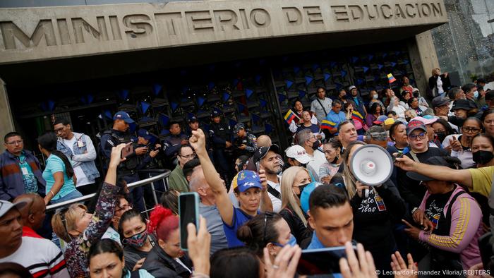 Protesta de docentes en Caracas.