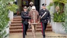 January 16, 2023++++A screengrab taken from a video shows Matteo Messina Denaro the country's most wanted mafia boss being escorted out of a Carabinieri police station after he was arrested in Palermo, Italy, January 16, 2023. Carabinieri/Handout via REUTERS ATTENTION EDITORS THIS IMAGE HAS BEEN SUPPLIED BY A THIRD PARTY. 