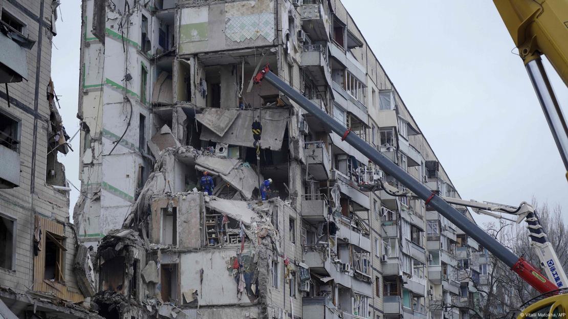 An apartment building was destroyed by a Russian missile in Dnipro killing at least 44 people