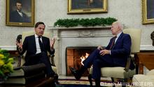 U.S. President Joe Biden and Dutch Prime Minister Mark Rutte hold a bilateral meeting in the Oval Office at the White House in Washington, U.S., January 17, 2023. REUTERS/Leah Millis