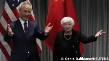 18.01.2023 *** U.S. Treasury Secretary Janet Yellen meets with Chinese Vice Premier Liu He for talks in Zurich, Switzerland, January, 18, 2023. REUTERS/Denis Balibouse
