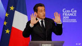Frankreichs Präsident Nicolas Sarkozy auf dem G20-Gipfel in Paris im Februar Foto: AP Photo/Francois Mori