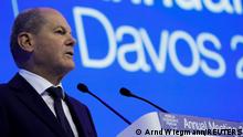German Chancellor Olaf Scholz addresses the World Economic Forum (WEF), in Davos, Switzerland, January 18, 2023. REUTERS/Arnd Wiegmann