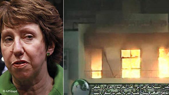 Bildkombo Unruhen in Lybien EU Außenministerin Catherine Ashton Flash-Galerie