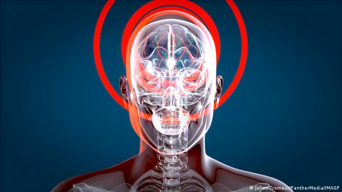 Ilustración 3D de rayos x del cerebro humano.