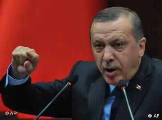 Turkey's Prime Minister Recep Tayyip Erdogan giving a speech in parliament