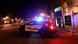 Un vehículo policial atravesado en una calle de Monterey Park. Un vehículo policial atravesado en una calle de Monterey Park.