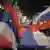 Manifestación prorrusa con banderas en Serbia. 