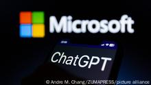 January 21, 2023, Asuncion, Paraguay: Webpage of ChatGPT, a chatbot developed by OpenAI, an artificial intelligence (AI) research and deployment company, displayed on a smartphone backdropped by Microsoft logo. (Credit Image: Â© Andre M. Chang/ZUMA Press Wire