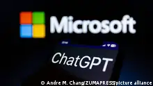 January 21, 2023, Asuncion, Paraguay: Webpage of ChatGPT, a chatbot developed by OpenAI, an artificial intelligence (AI) research and deployment company, displayed on a smartphone backdropped by Microsoft logo. (Credit Image: Â© Andre M. Chang/ZUMA Press Wire