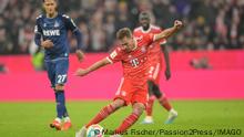 Fußball, 1. Bundesliga, 20230124, FC Bayern München - 1. FC Köln. Im Bild Joshua KIMMICH FC Bayern München, 6 Torschuß Tor 1:1. München Allianz Arena Bayern Deutschland *** Soccer, 1 Bundesliga, 20230124, FC Bayern München 1 FC Köln In picture Joshua KIMMICH FC Bayern München, 6 goal shot goal 1 1 Munich Allianz Arena Bayern Germany Copyright: Passion2Press/MarkusxFischerx