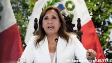 24.01.2023+++ Peru's President Dina Boluarte speaks as she meets with foreign press, in Lima, Peru January 24, 2023. REUTERS/Angela Ponce