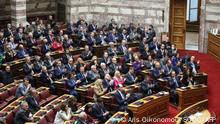 27.01.2023 Third day of the discussion on a confidence vote, at the plenum of the Greek Parliament in Athens, Greece on Jan. 27, 2023.Aris Oikonomou/ SOOC (Photo by Aris Oikonomou / SOOC / SOOC via AFP) (Photo by ARIS OIKONOMOU/SOOC/AFP via Getty Images)