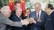 Soviet and West German leaders clink glasses Soviet and West German leaders clink glasses