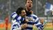 Duisburg players celebrate their second goal Duisburg players celebrate their second goal