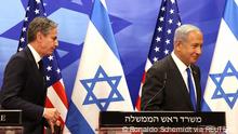 30.01.2023 *** US Secretary of State Antony Blinken (L) and Israeli Prime Minister Benjamin Netanyahu give a joint press conference, on January 30, 2023 in Jerusalem. RONALDO SCHEMIDT/Pool via REUTERS