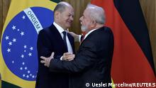 German Chancellor Olaf Scholz and Brazil's President Luiz Inacio Lula da Silva hold a joint news conference at the Planalto Palace, in Brasilia, Brazil January 30, 2023. REUTERS/Ueslei Marcelino