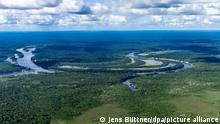 02.01.2023 - Ein Fluss schlängelt sich durch den Amazonas-Regenwald. Der weltweit größte tropische Regenwald wird von Tausenden Flüssen durchzogen.