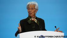 EZB Christine Lagarde auf der Pressekonferenz in Frankfurt