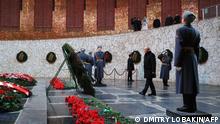 02.02.2023***Russian President Vladimir Putin lays a wreath to the Eternal Flame at the Hall of Military Glory at the Mamayev Kurgan World War Two Memorial complex in Volgograd on February 2, 2023, during commemorations for the 80th anniversary of the Soviet victory at the Battle of Stalingrad during WWII. (Photo by Dmitry LOBAKIN / SPUTNIK / AFP)