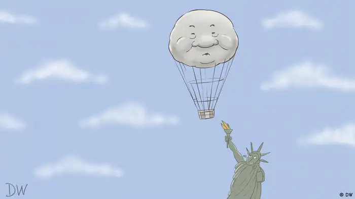 DW Karikatur | Spionageballon über die USA