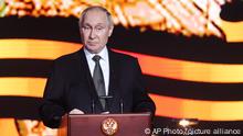 02.02.2023*****Russian President Vladimir Putin delivers his speech as he attends commemorations marking the 80th anniversary of the Soviet victory in the battle of Stalingrad in the southern Russian city of Volgograd, once known as Stalingrad, Russia, Thursday, Feb. 2, 2023. The battle of Stalingrad turned the tide of World War II and is regarded as the bloodiest battle in history, with the death toll for soldiers and civilians estimated at about 2 million. (AP Photo)
