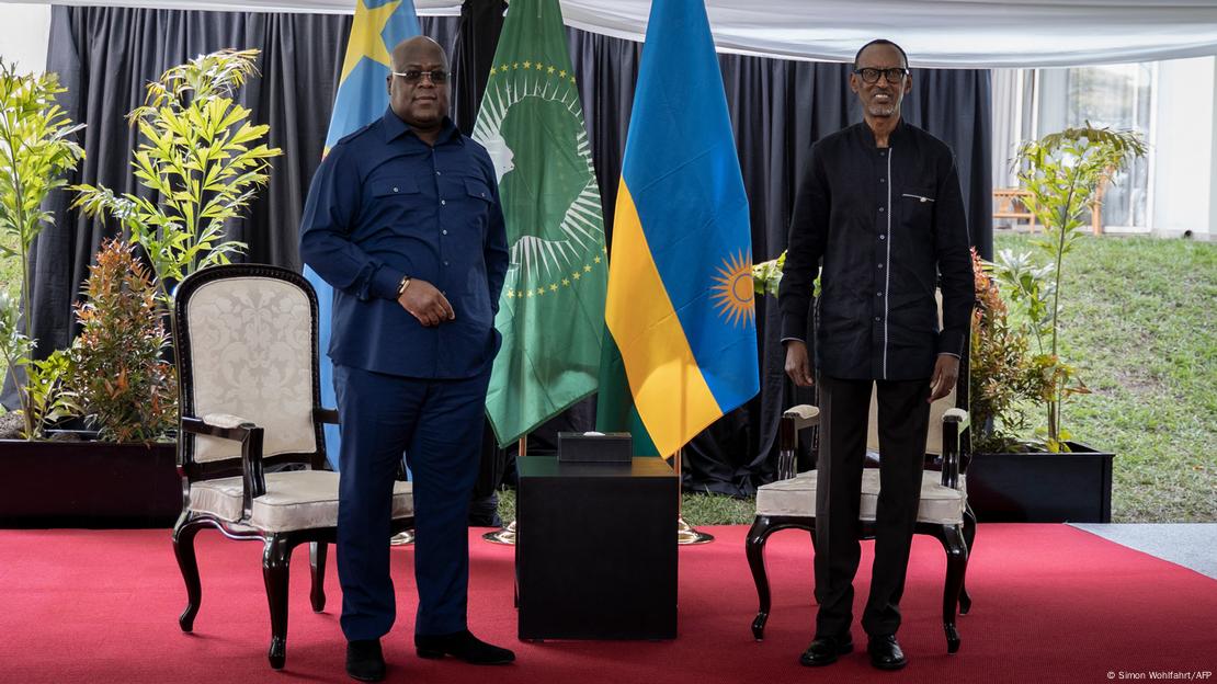 Les présidents Paul Kagame du Rwanda et Felix Tshisekedi de la RDC Les présidents Paul Kagame du Rwanda et Felix Tshisekedi de la RDC